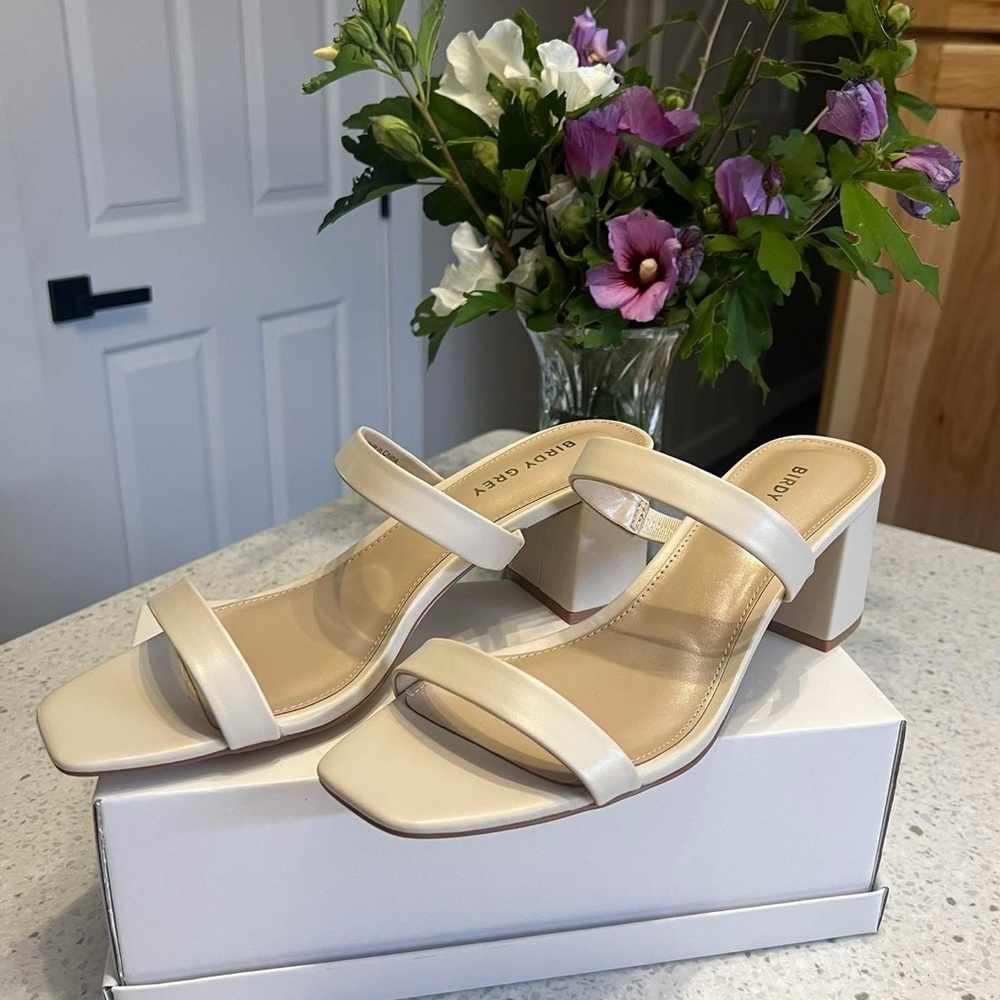 Birdy Grey Cream Block Heel Sandals